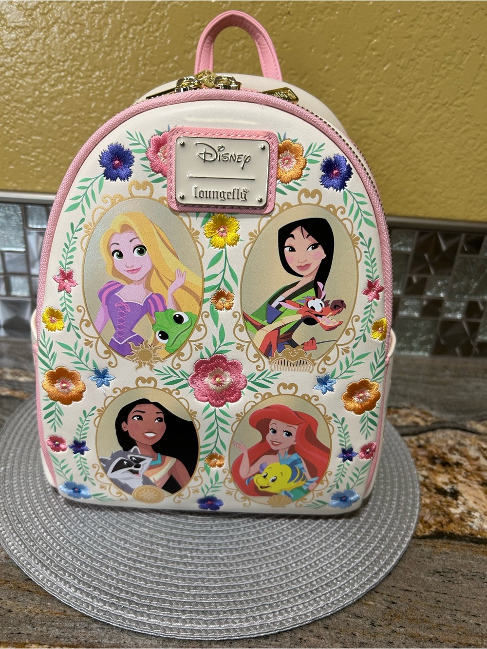 Loungefly Kids Disney Princess Floral Mini Backpack - Pink & White